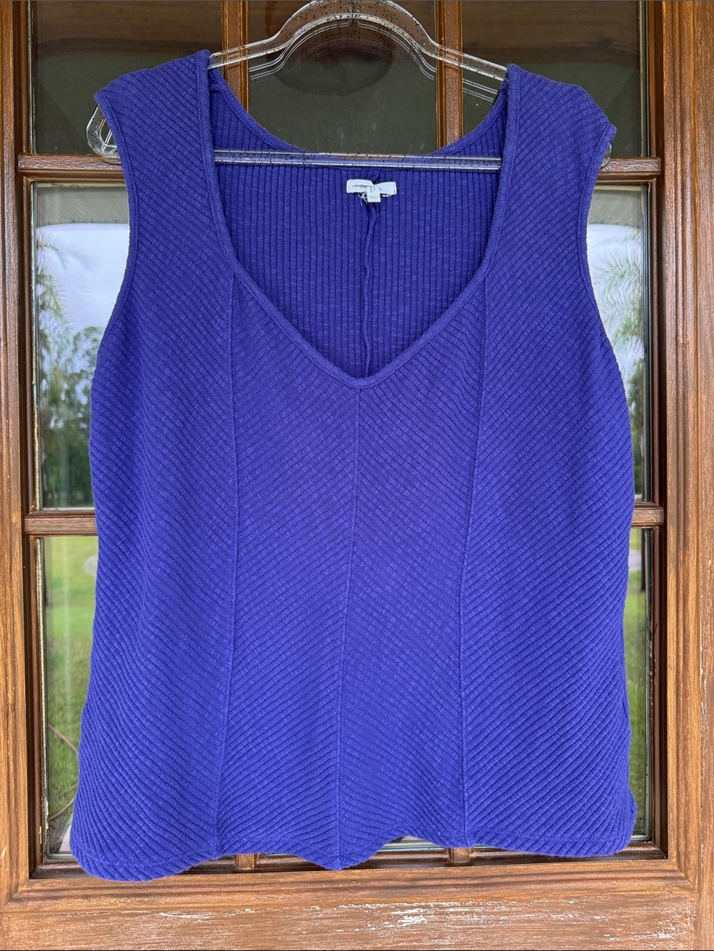 Maurices Deep Purple Ribbed V-Neck Tank